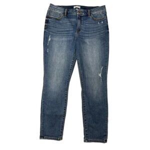 Studio Blue Distressed Medium Wash Straight Leg Hi Rise Jeans Size 32 #1777